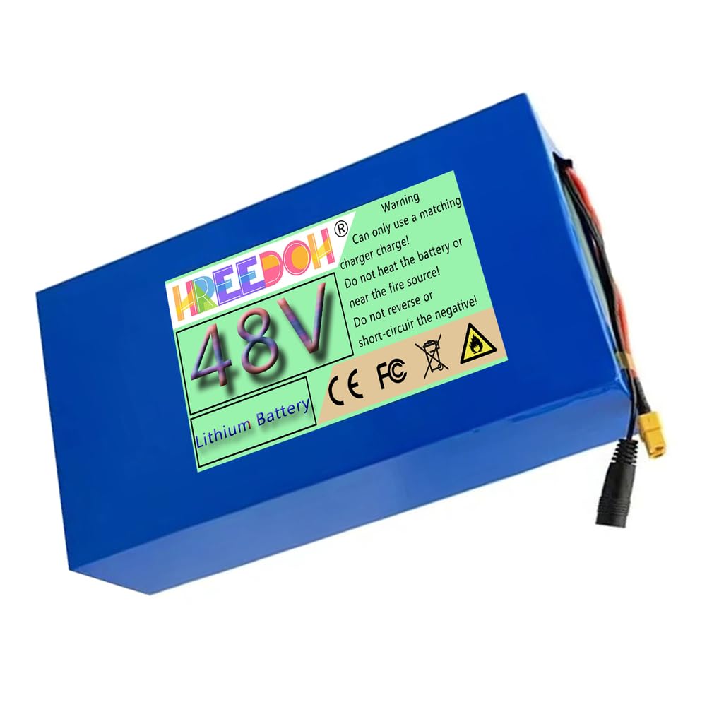 Wiederaufladbarer Lithium-Ionen-Akku 48 V, 15 Ah, 20 Ah, 25 Ah, 30 Ah, 35 Ah, 40 Ah, 45 Ah, 50 Ah, für Motoren von 0–2400 W, inklusive Ladegerät