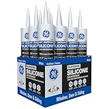 GE All Purpose Silicone Caulk, Clear, 10 fl oz Cartridge, 12 Pack - 100% Waterproof Silicone Sealant, Stronger Adhesion, Freeze & Sun Proof