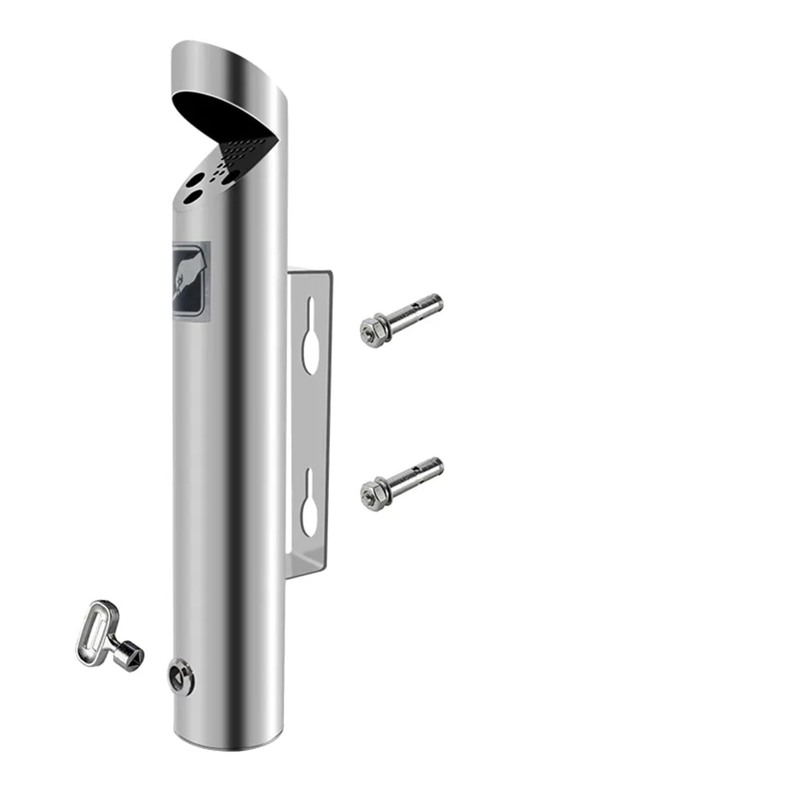 Stainless Steel Wall Mounted Ashtray Lockable 2L Large Capacity Public Street Cigarette Ash Bin Smokeless Areas