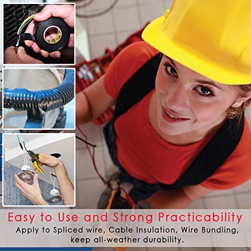 LYLTECH Black Electrical Tape, 44 feet x 3/4 inch x 7 mils-600V,Pass UL/CSA Certification. Waterproof,Flame Retardant,Strong Adhesive, 14℉ to 176℉