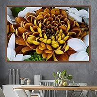 Framed Canvas Wall Art Blooming Closeup Botanical Chic Closeup Expressive Multicolor Photography Realism Ultra - 16x24 inches