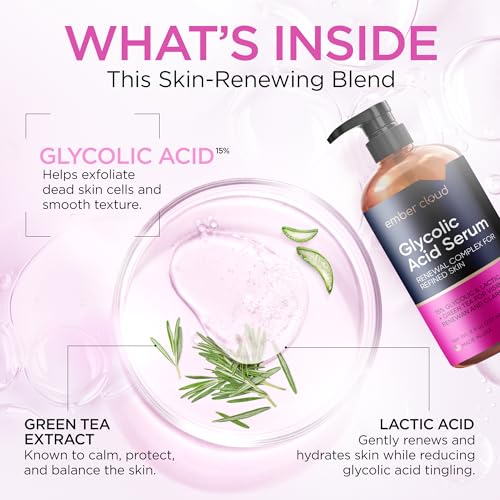 Image of Glycolic Acid Serum for Face 15%, Lactic Acid & Green Tea 8 Oz