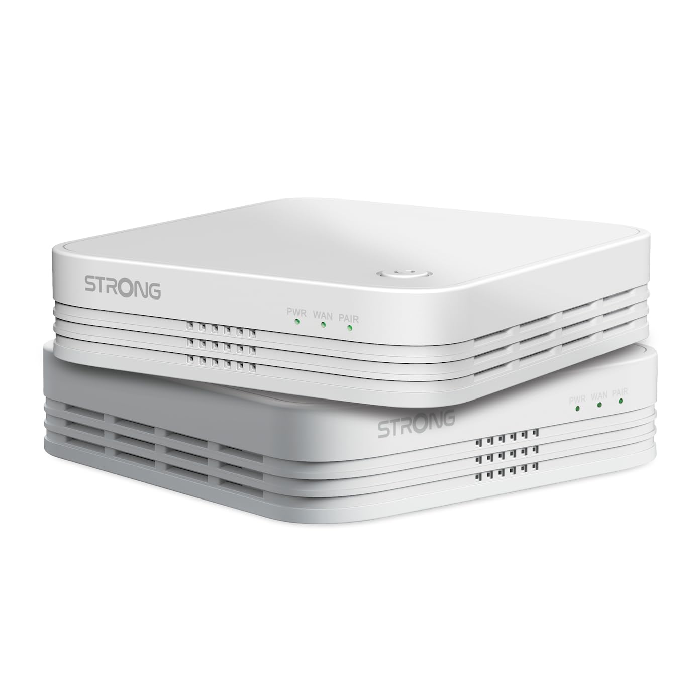 STRONG - Kit WiFi Mesh - Atria 1200 Mbps - Jusqu'à 200 m² de Couverture WiFi Supplémentaire - Compatible Toutes Box & Routeurs Standards - Dual Band 2,​4 GHz + 5 GHz - 3 Ports Ethernet - Blanc