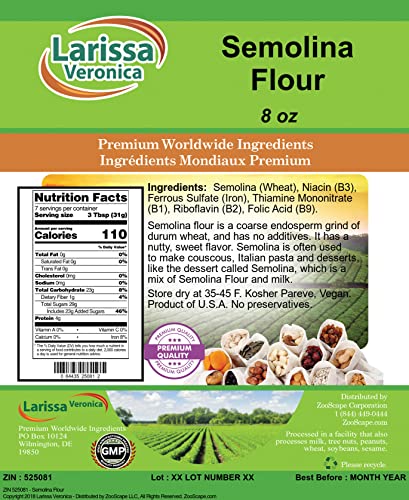 Semolina Flour (8 oz, ZIN: 525081) - 2 Pack image 4