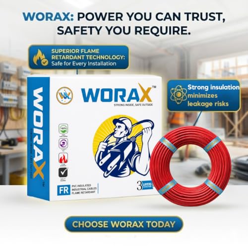 Image of WORAX 1.5 Sq mm Red House Wiring Wire (90m) | Safe & Flexible Multi-Strand CCA Phase Cable | Ideal for Lights & Main Switches