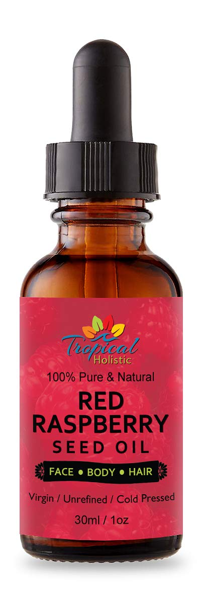 Tropical Holistic Pure Red Raspberry Seed Oil 30ml , 100% Organic Natural for Face, Hands, Scars, Breakouts