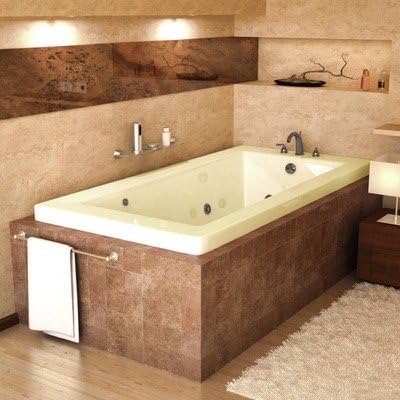 Guadeloupe 32 x 72 x 23" Rectangular Air and Whirlpool Jetted Bathtub Color/Trim: Biscuit / Polished Brass