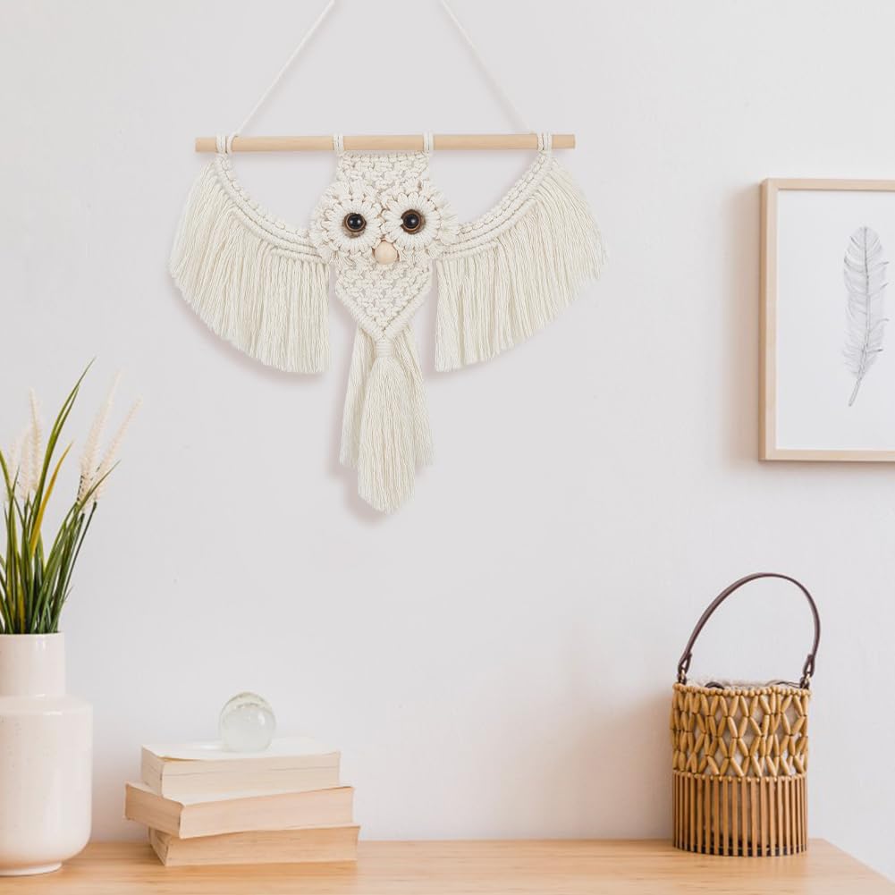 BEUNITONE Makramee-Kits für Erwachsene - 2 Set Anfänger DIY Makramee Kit mit Anleitung, Baumwollseil Eule Dekoration für Wand und Flur