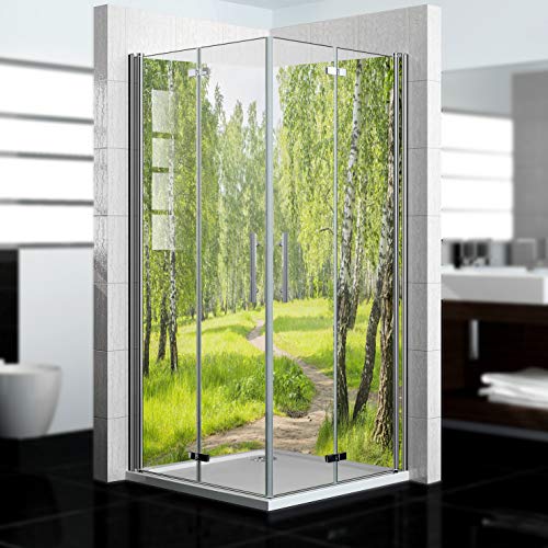 dedeco Pannello posteriore doccia impermeabile, motivo: Foresta V2, 2 x 100 x 210 cm, come pannello posteriore per il bagno per la sostituzione delle piastrelle, come parete decorativa, rivestimento