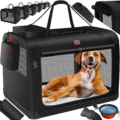 LOVPET® Transportbox Hund Katze Transporttasche S 50x34x36cm | Hunde-Tragetasche Faltbare Katzentasche | Haustier-Transportbox inkl. Hundenapf & Schultergurt | für Katzen & Hunde Schwarz LOVPET® Transportbox Hund Katze Transporttasche S 50x34x36cm | Hunde-Tragetasche Faltbare Katzentasche | Haustier-Transportbox inkl. Hundenapf & Schultergurt | für Katzen & Hunde Schwarz