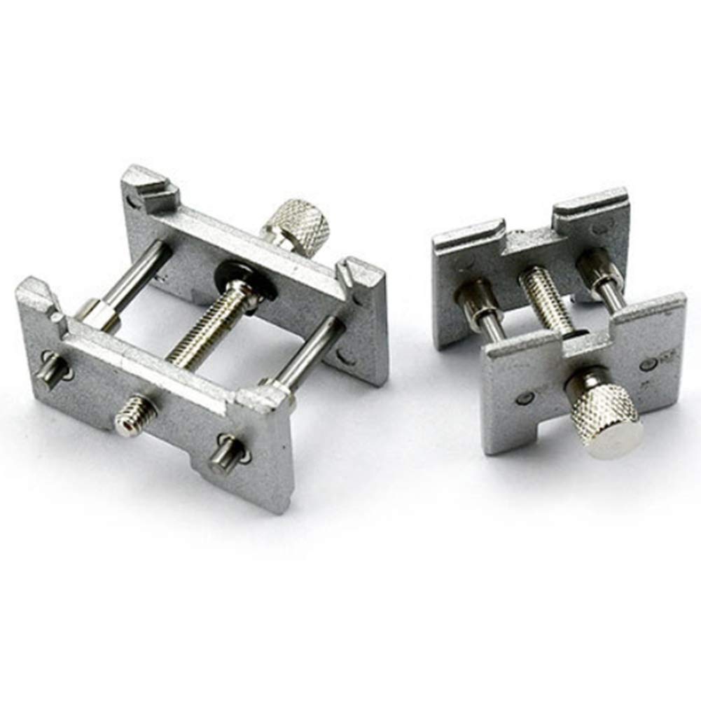 Zestaw trwałych metalowych uchwytów do mechanizmu - 2 szt. Srebrny zacisk do zegarków do narzędzi i akcesoriów do naprawy zegarków, 7x4,3x2,3cm