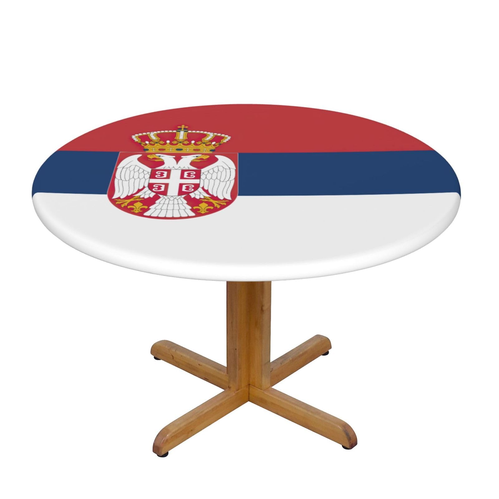 Flag Of Serbia Print Oxford Wipeable Tablecloth Oil-Resistant Outdoor Table Cover Reusable Birthday Table Protector