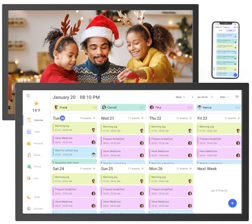 24" Digital Calendar Chore-Chart for-Family-Schedule - Interactive Touchscreen Display Electronic Calendar, Star Reward, Sync Google iCloud Outlook Calendar Via App, Wall Mount, Gift for Mother Father