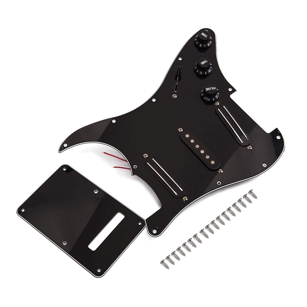 Alnicov Pickup SSS Dual Rail a 3 strati neri Caricati battipenna precablati per chitarra elettrica a 11 fori, neri