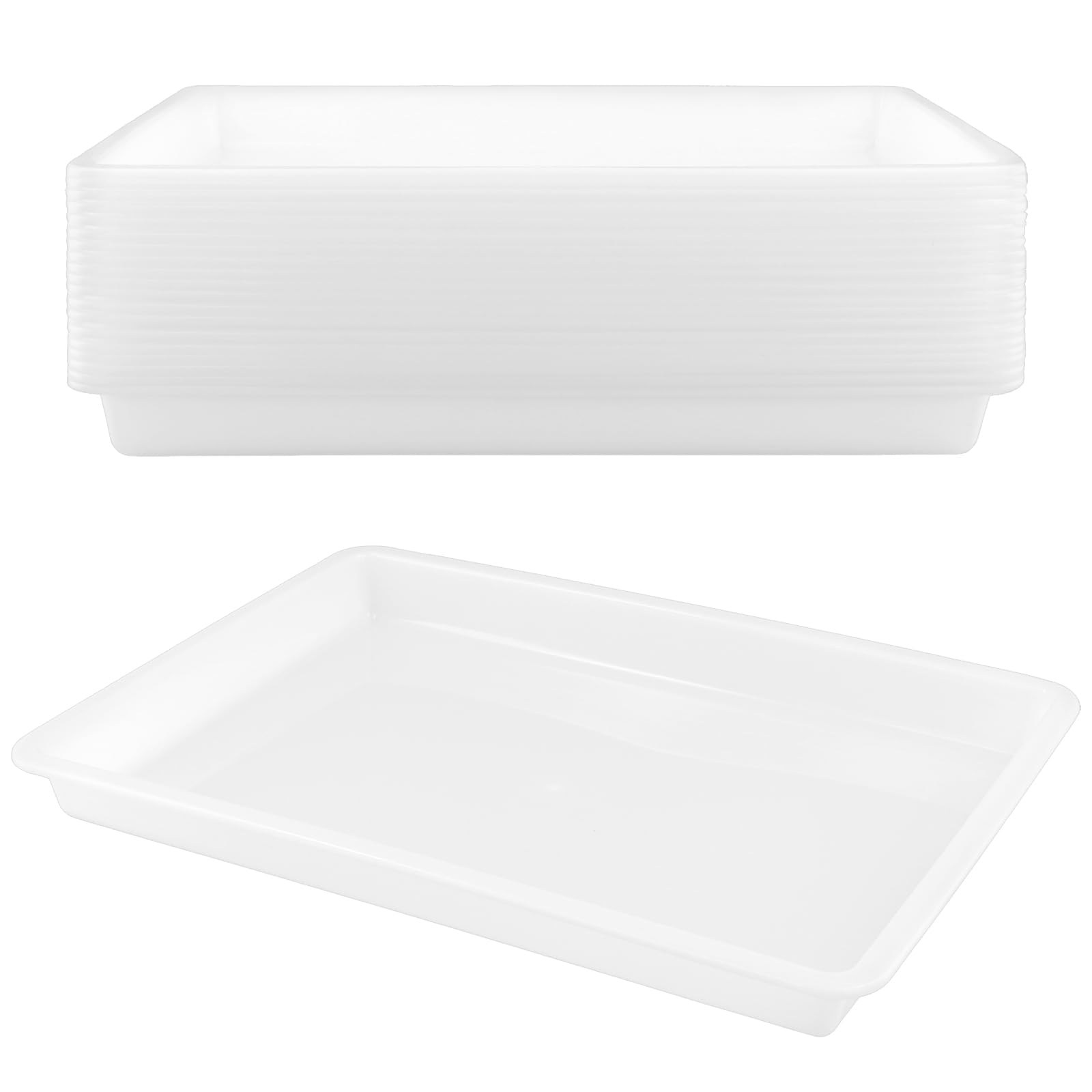 20 bandejas blancas de 39,5 x 28,5 x 4 cm, organizador de plástico para manualidades