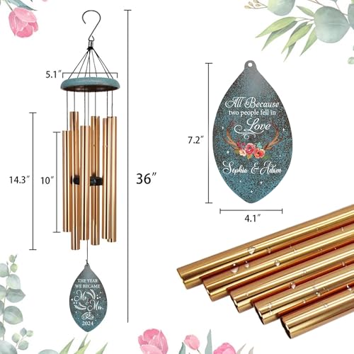Image of ASTARIN Wedding Gifts Wind Chime, Personalized Names & Date Wind Chimes Gifts for Couple 2026, Wedding Gift for Newlywed Bride Groom Husband Wife, Valentine's Day Anniversary