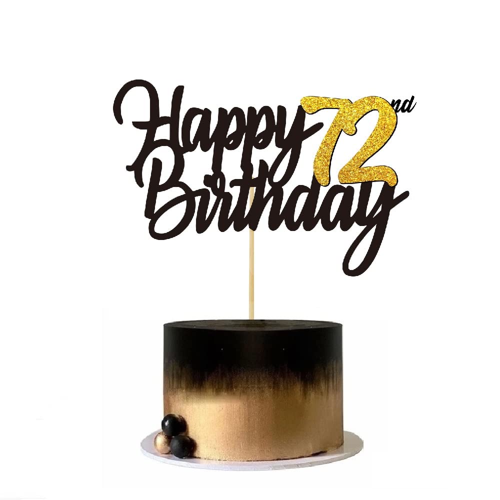 Décorations De Gâteau D'anniversaire 72 Ans – Noir Pailleté