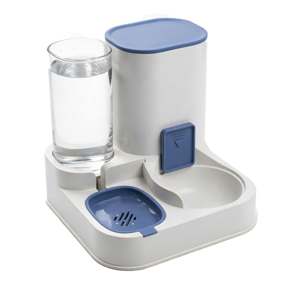 Ciotola per Animali Domestici | Ciotola Elegante 2 in 1 per Cani e Gatti, Distributore di Cibo e Acqua(Blue)