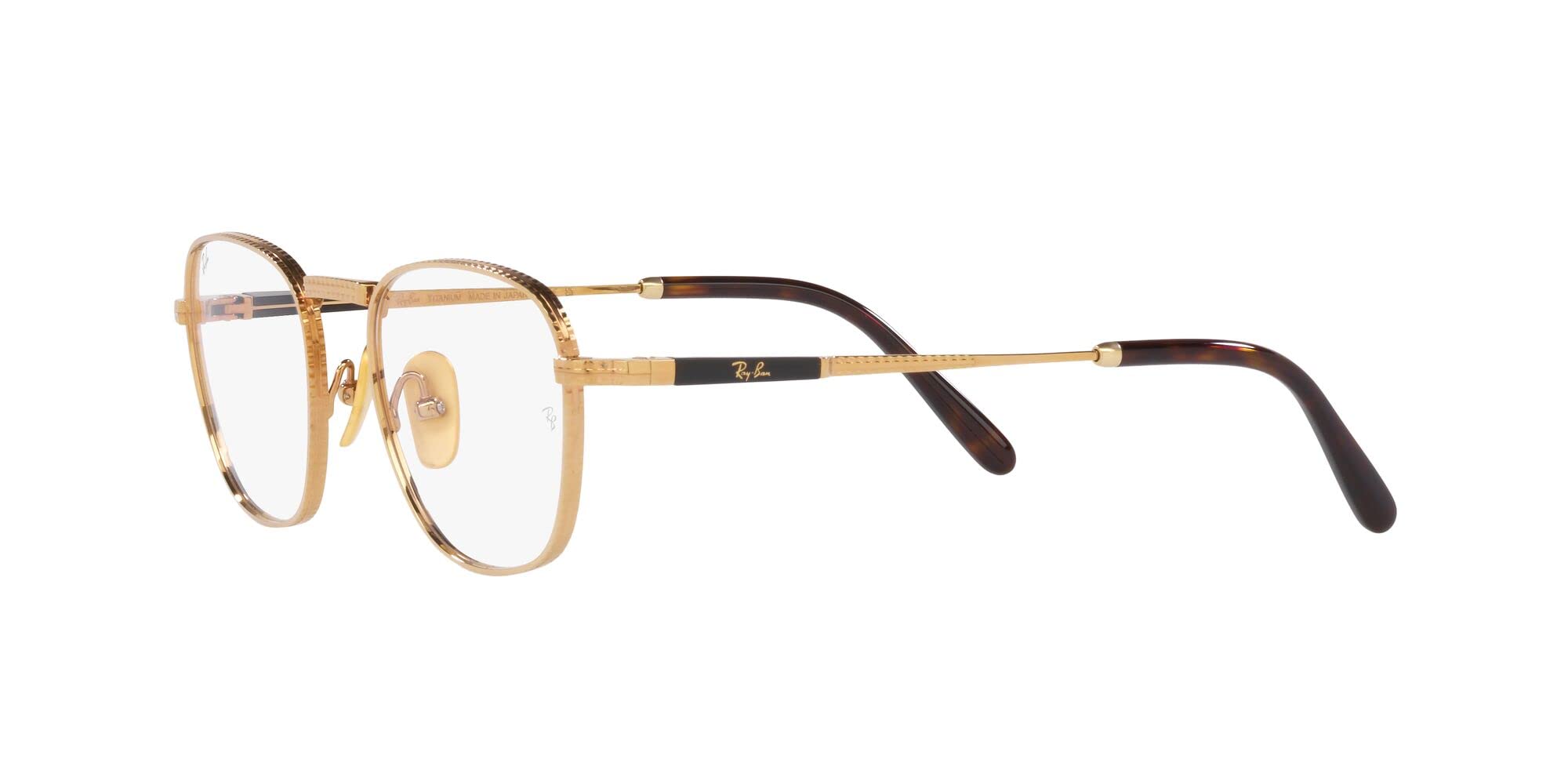 Ray-Ban Rx8258v Frank Titan kwadratowe okulary na receptę, Złota/demonstracyjna obiektyw, 48 mm