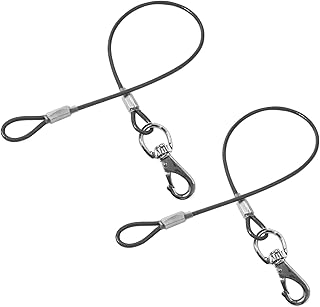 2Pack Hundeleine Verlängerungsseil Kausicherfest Metall Kabel Leine,Hochbelastbar Trainingsleine Hundeleine Große Mittelgroße Hunde (Schwarz+Schwarz, 20 inch/50 cm)
