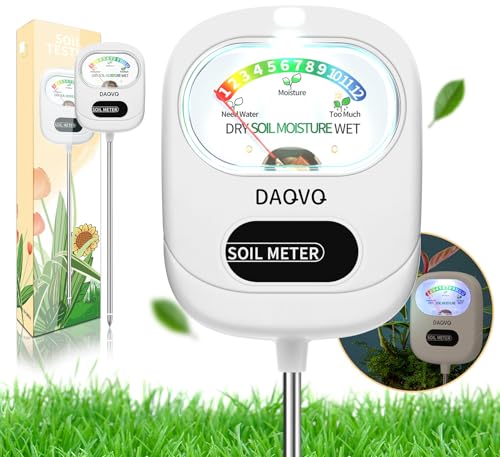 DAQVQ Soil Moisture Meter, Plants Moisture Meter Upgraded-Large Screen-Soil Hygrometer with Light-...