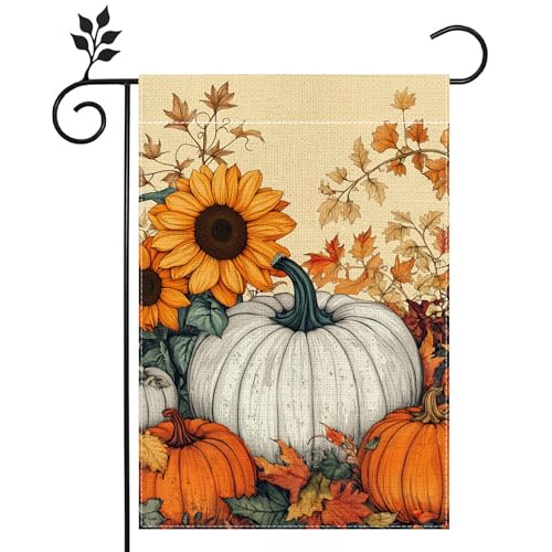 Fall Pumpkin Sunflower Garden Flag Double Sided 12x18 Outdoor Decor