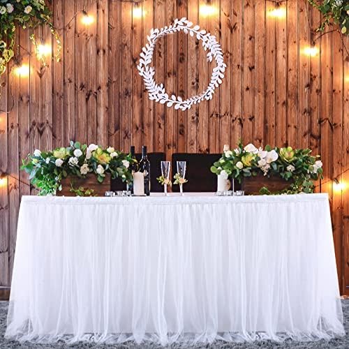Htper Black Tulle Table Skirts for Baby Shower, Table Decoration Tutu Table Skirt for Cakes, Birthday, Christening, Wedding Tables, L183 x H76 cm