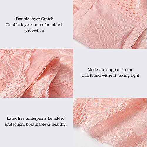 Image of PHOLEEY Womens Sexy Underwear Lace Panties High Waisted Plus Size Ladies Brief for Women 5-Pack