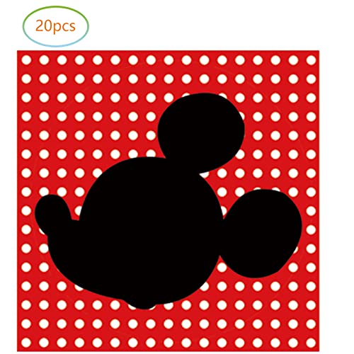 Red Mickey Mouse Party Tableware Supplies, 20 Plates And 20 Napkins, For Boys 1St 2Nd 3Rd Year Birthday Baby Shower #TOP3