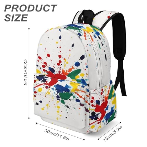 Backpack for Travel, Paint Drops Splattered Print Modern Backpack Shoulder Bag3