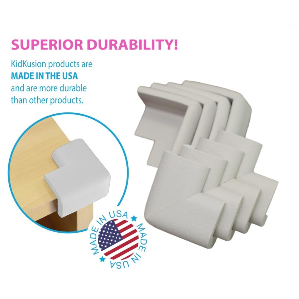 Image of KidKusion Child Safety Corner Cushion | Soft Gray | 4 Pack | Made in USA, Child Safety, Child Proofing Corner Guard, Home Furniture Safety Bumper, Baby Proof Table Protector