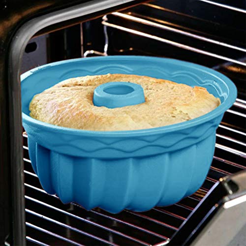 Alimat Plus Silicone Cake Pan 9 Inch - Nonstick Round Fluted Cake Mold 6 Cup - Tube Cake Pan Silicone Baking Molds For Jello, Gelatin, Pound Cake #TOP3