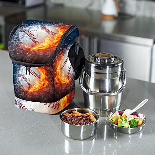 Bolsa de almuerzo de béisbol con cremallera resistente para uso escolar y diario 7