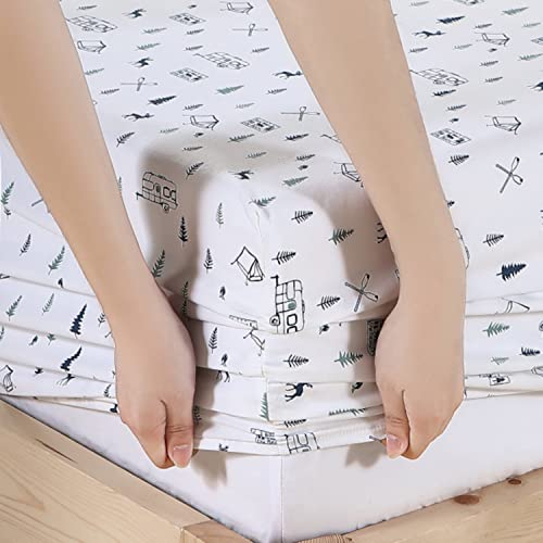 Image of Eddie Bauer Home | Percale Collection Sheet Set-100% Cotton, Crisp & Cool, Lightweight & Moisture-Wicking Bedding, King, Campout