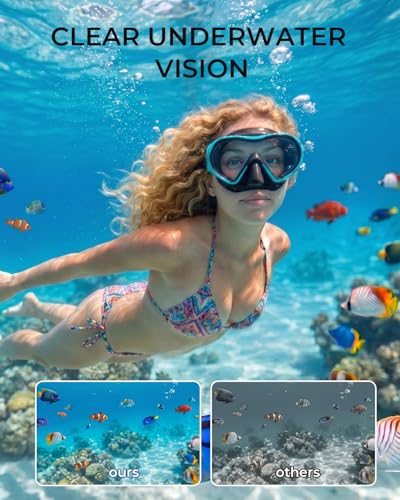 Aegend Snorkel Mask Adults 180° Panoramic Anti-Fog Leak-Proof Diving Goggles Swimming Gear miniatura 4