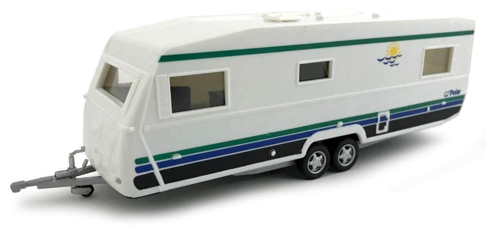CAR 251-ND4 1:43 Caravan (Long) Model Replica in White/Stripes