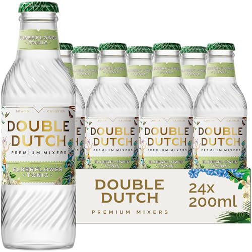 Double Dutch Premium Elderflower Tonic Water 24 x 200ml Glass Bottles