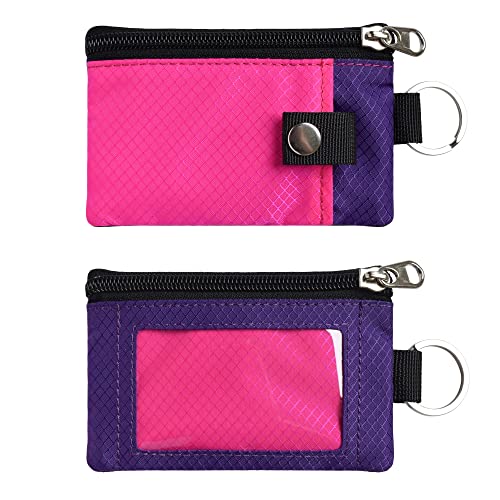Image of CHENSPRX Minimalist RFID Blocking Small Wallet with ID Window,WaterResistant Zip Id Case Wallet with Lanyard Keychain for Cards,Cash,Travel,Women,Men