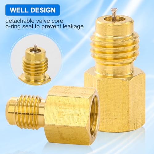 Image of 6PC R134A Refrigerant Tank Adapter, R134A to R22 Adapters, 1 /2'' to 1 /4'' Flare R134A Vacuum Pump Adapter Fitting for Refrigeration Charging - 6PC