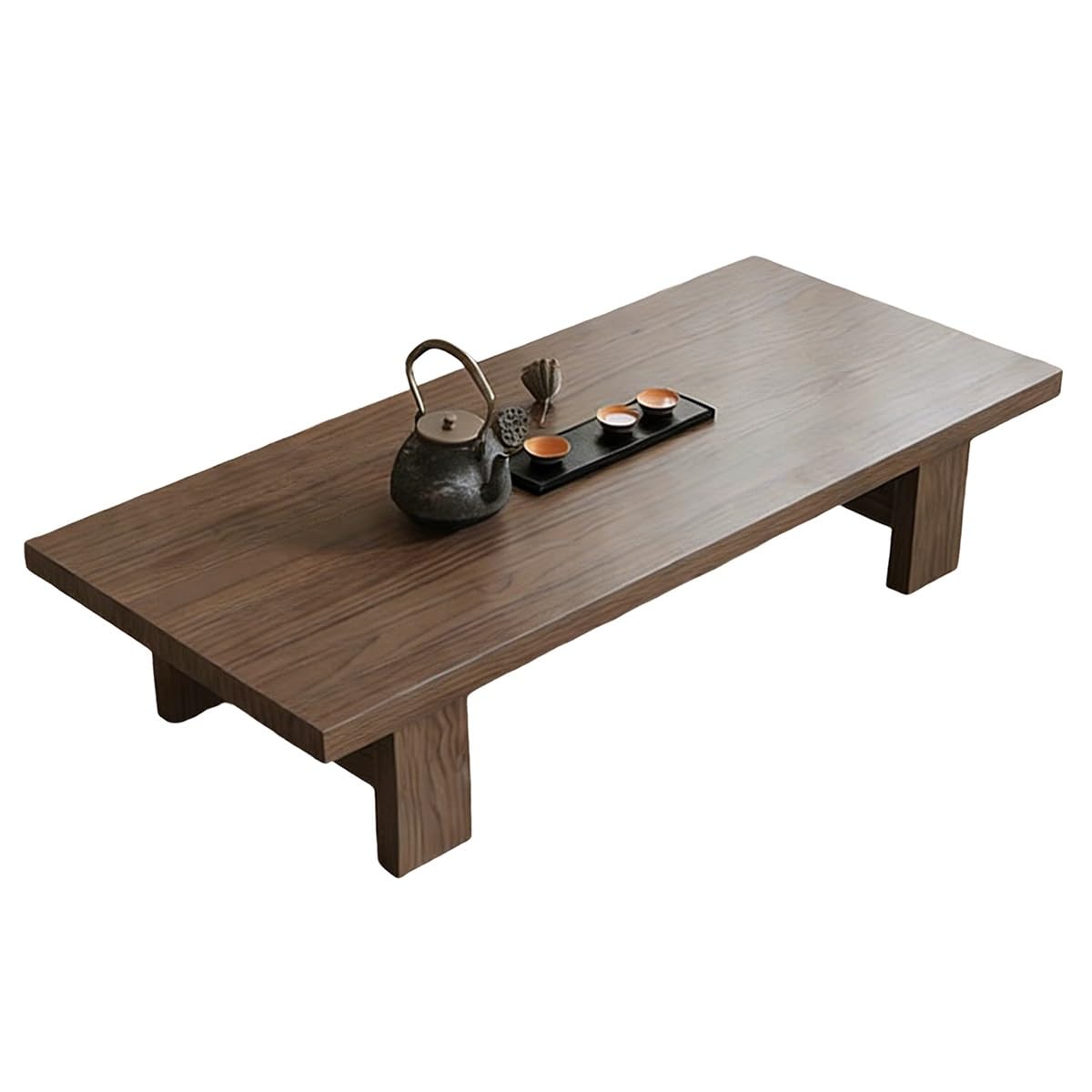 Mesa de centro de madera maciza rectangular color marrón oscuro para salón de 100x60 cm