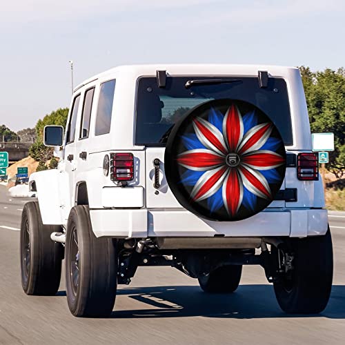 Image of Delerain Spare Tire Cover with Backup Camera Hole Flower with British Flag Wheel Covers Waterproof Dust-Proof UV Sun Universal Fit for RV Trailer RV SUV Truck (17 Inch for Diameter 31 inch-33 inch)