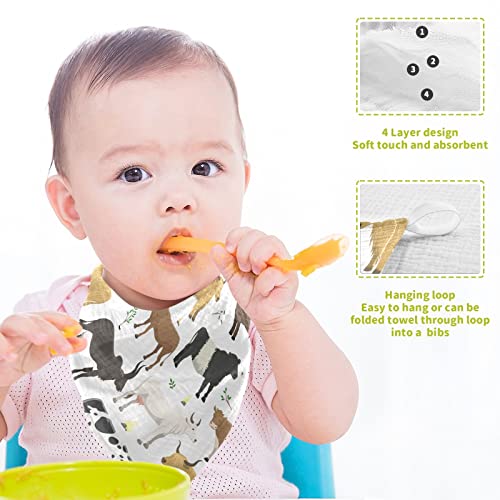 Image of Baby Washcloths Cotton Bulls Cows Cattle Baby Muslin Washcloths Soft Baby Face Towel for Newborn Infants Baby Wipes, 11.8 X 11.8 Inch, 5 Pack White