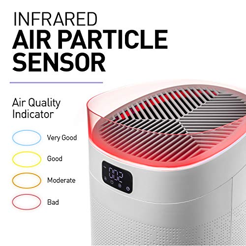 Compass Home Smart Air Purifier - H13 Hepa Filter 3-Stage Air Filtration For Allergies, Pollen, Dust, Odors, Smoke, Pet Dander, Bacteria With Auto Air Sensor And Sleep Mode For Large Room Air Purifier #TOP2