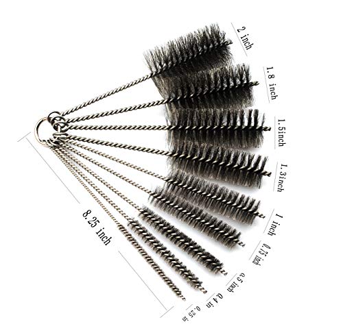 Pipe Cleaning Brush Set Stainless Steel Bristles, Stainless Steel Pipe Brush Steel Bottle Brush 9 Piece Variety Pack For Auto Parts, Bottles, Guns, Tubes, Etc. #TOP1