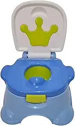 Troninho de Bebê 3 em 1 com Tampa, Penico Infantil, Serve como Banquinho, Serve como Redutor de Vaso Sanitário, para Menino e Menina para desfralde, antiderrapante, fácil limpeza e higiene (Azul)