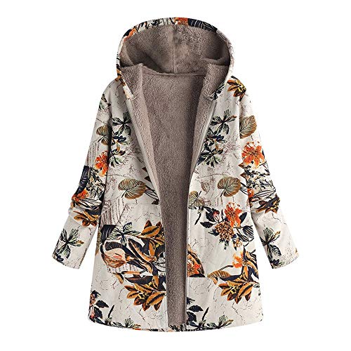 BaZhaHei Mujer Abrigo Invierno Mujer Chaqueta Suéter Jersey Mujer Cardigan Mujer Tallas Grandes Outwear Floral Bolsillos con Capucha de Impresión Caliente Sudadera para Mujer Camisetas de Mujer