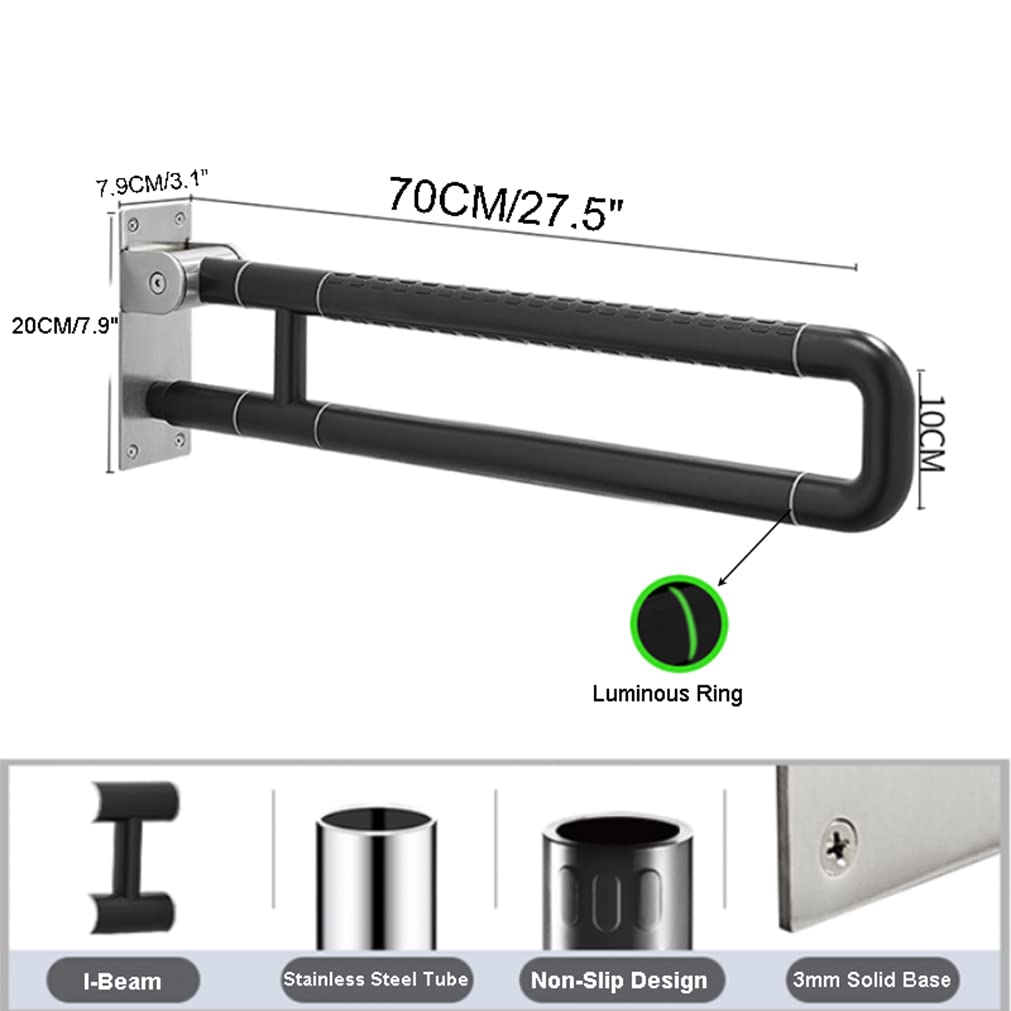 Barra de Seguridad para Baño Antideslizante Carga Asidero Manija de Soporte de Pared de Ducha Manija de Inodoro Ayuda de pie Inodoros Barra de Agarre Barandilla de Seguridad (70cm)