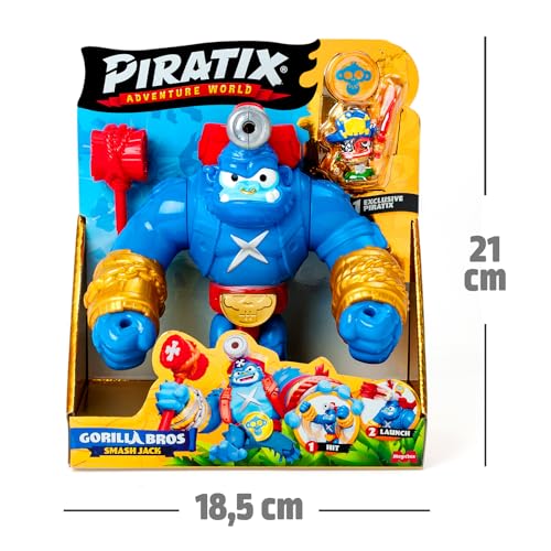PIRATIX Smash Jack - Beweglicher Gorilla, der vertikal schlägt und mit einem Auslöser, enthält 1 Gorilla, 1 exklusiver Piratix, 1 exklusiver Schatz und 1 Projektil