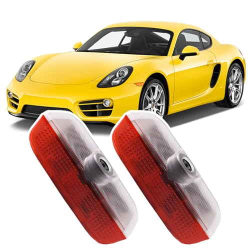 2pcs Never Fade Car LED Door Lights Logo Compatible with Cayenne/Macan/911/Cayman/718 Boxster,Ghost LED Projector Laser Courtesy Step Shadow Light Accessorie (White Letter, Style 1)
