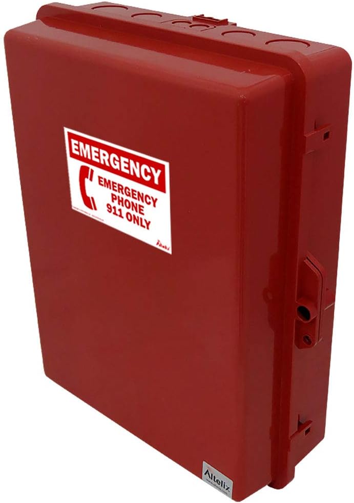 Red Outdoor Weatherproof Emergency Phone Call Box (14" x 11.2 x 4.0" Inside Space) Polycarbonate + ABS NEMA 3X